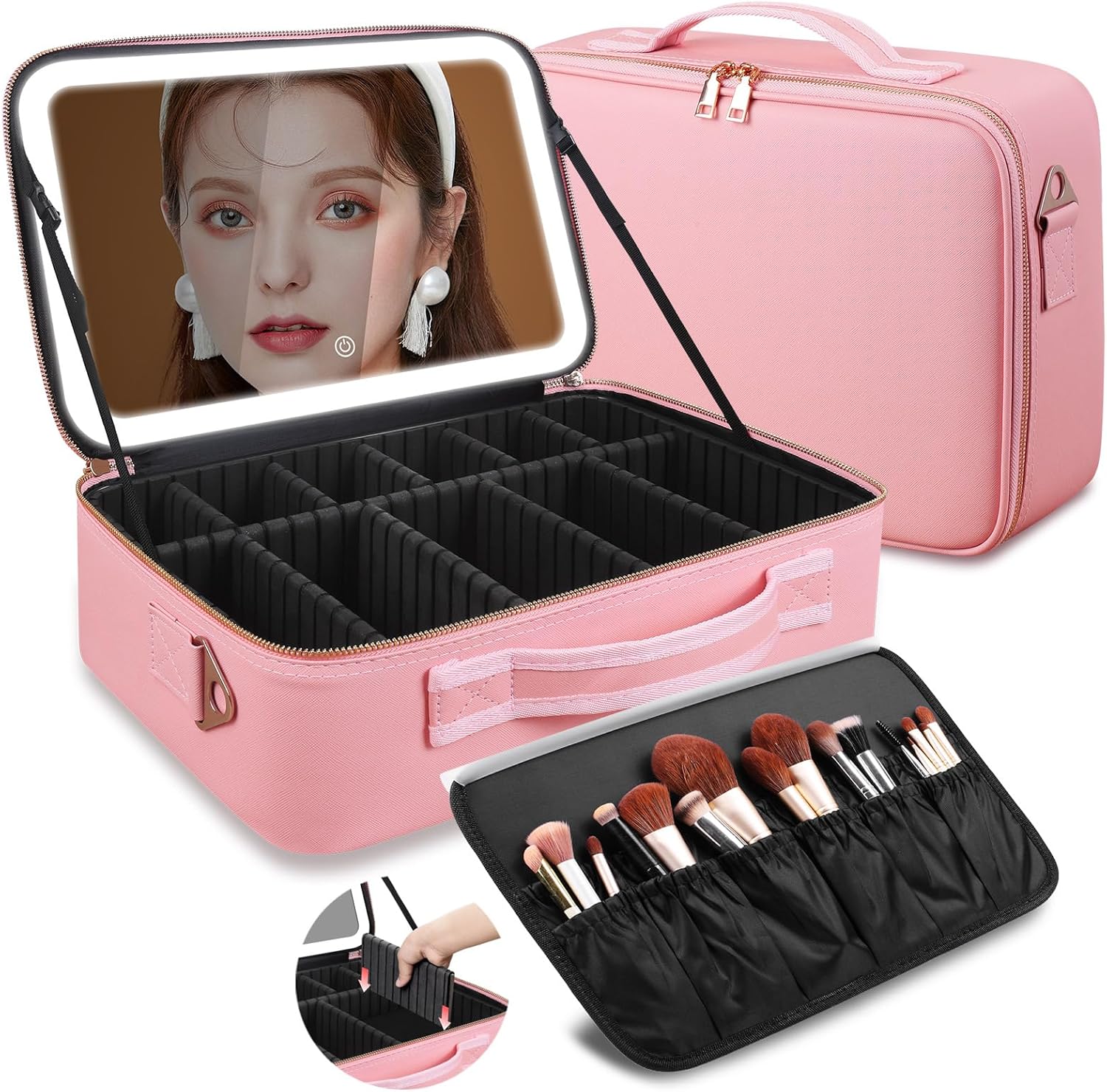 Women Accessories Box - Большая косметичка 15''X11'' с LED-зеркалом и