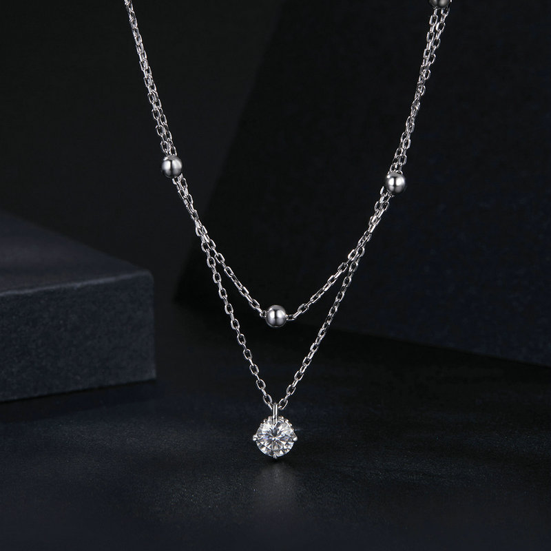 Ожерелье Bamoer U с муассанито – обзор и цена Layered Necklace Set
